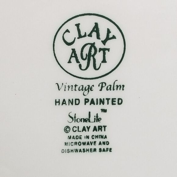 Clay Art Vintage Palm Tree Square Salad Plates Set of 4 - Picture 4 of 8